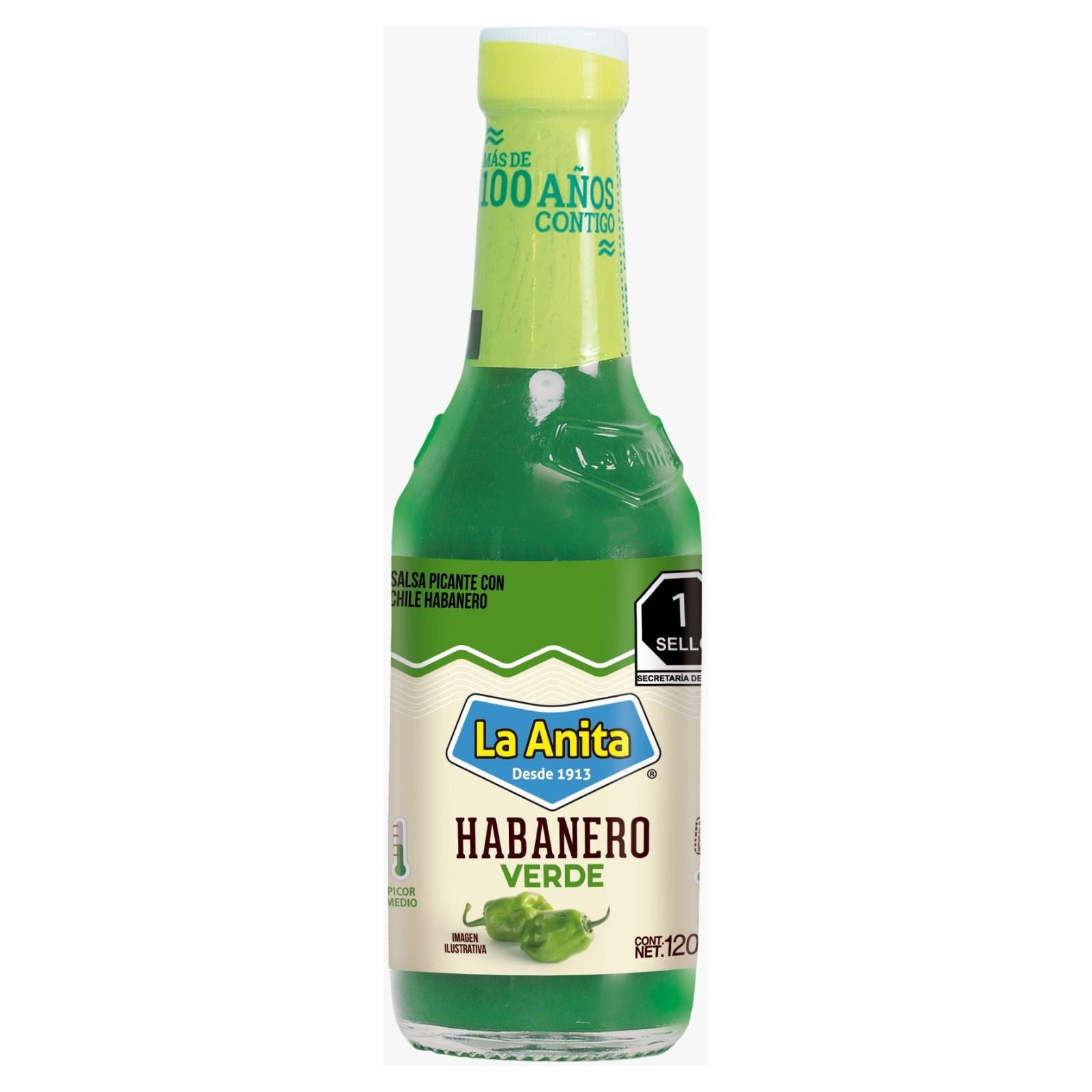 La Anita Salsa Verde Picante De Chile Y Habanero - 5 Bottles (4 Oz Each) - Green Habanero Sauce