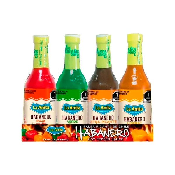 Pack de cuatro salsas de habanero LA ANITA